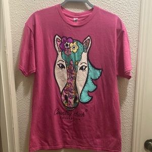 Pink Horse tee shirt size M
